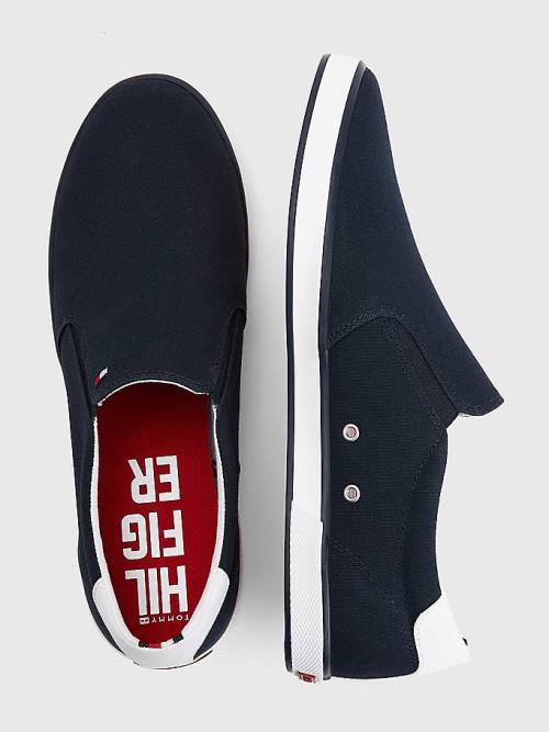 Tommy Hilfiger Iconic Slip-On Vászon Tornacipő Férfi Kék | TH358XZM