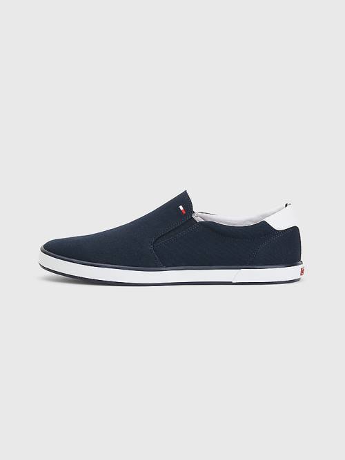 Tommy Hilfiger Iconic Slip-On Vászon Tornacipő Férfi Kék | TH358XZM