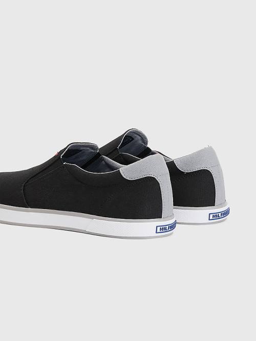 Tommy Hilfiger Iconic Slip-On Vászon Tornacipő Férfi Fekete | TH578MHN