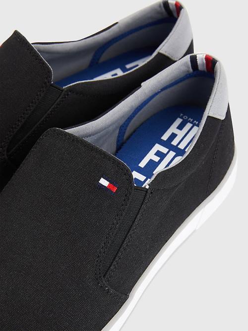 Tommy Hilfiger Iconic Slip-On Vászon Tornacipő Férfi Fekete | TH578MHN