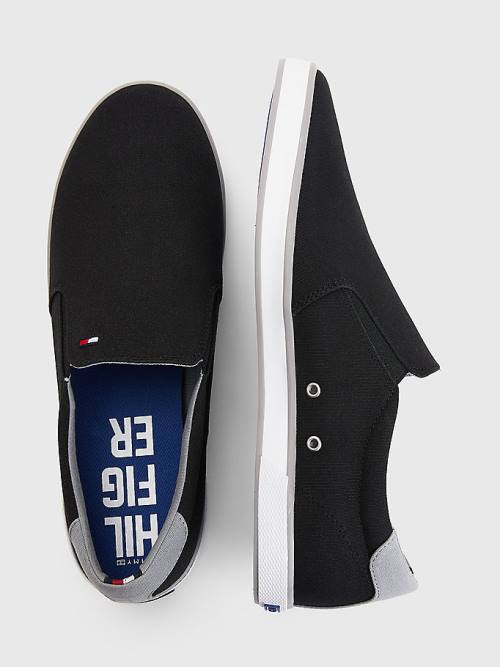 Tommy Hilfiger Iconic Slip-On Vászon Tornacipő Férfi Fekete | TH578MHN