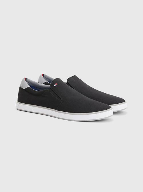 Tommy Hilfiger Iconic Slip-On Vászon Tornacipő Férfi Fekete | TH578MHN