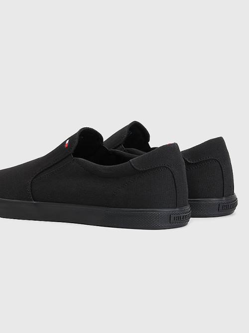 Tommy Hilfiger Iconic Slip-On Vászon Tornacipő Férfi Fekete | TH983UPN