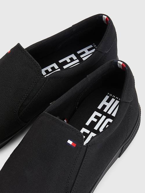 Tommy Hilfiger Iconic Slip-On Vászon Tornacipő Férfi Fekete | TH983UPN