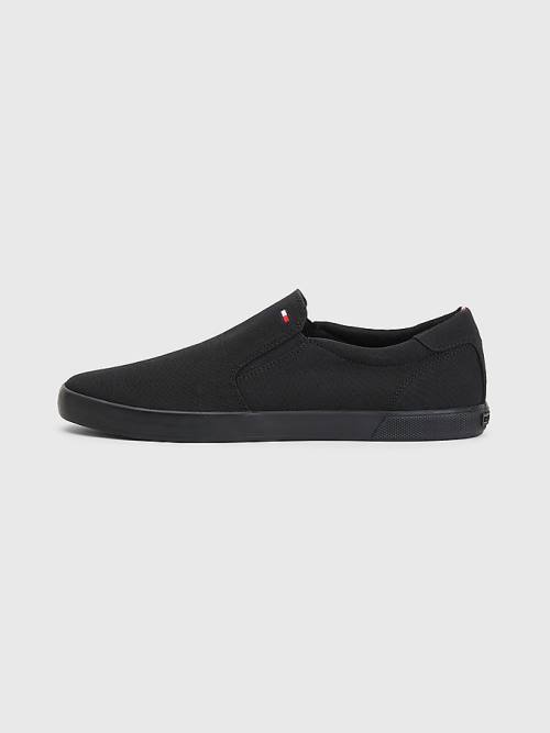 Tommy Hilfiger Iconic Slip-On Vászon Tornacipő Férfi Fekete | TH983UPN