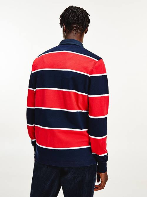 Tommy Hilfiger Iconic Stripe Rugby Shirt Póló Férfi Piros | TH732SLP