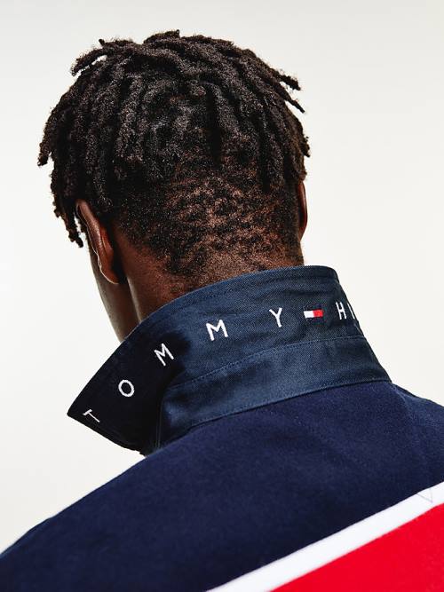 Tommy Hilfiger Iconic Stripe Rugby Shirt Póló Férfi Piros | TH732SLP