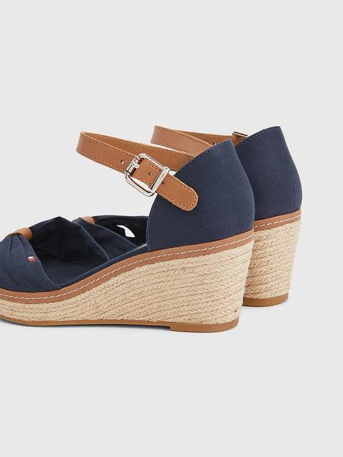 Tommy Hilfiger Iconic Éktalpú Espadrille Szandál Női Kék | TH965LQH