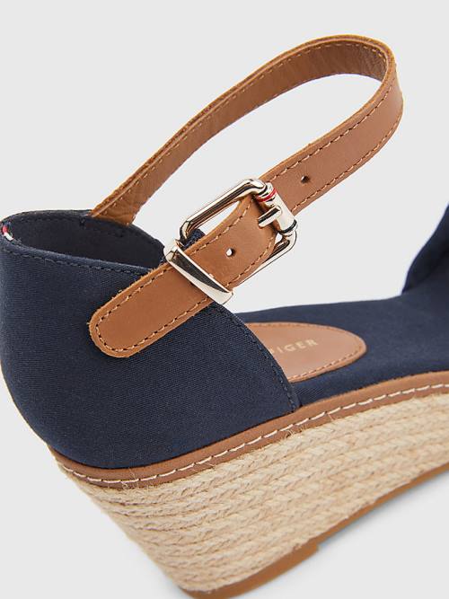 Tommy Hilfiger Iconic Éktalpú Espadrille Szandál Női Kék | TH965LQH