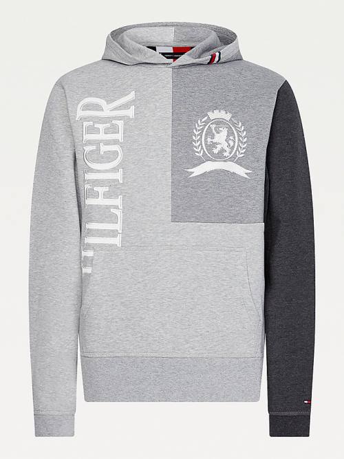 Tommy Hilfiger Icons Crest Colour-Blocked Relaxed Fit Kapucnis Pulóver Férfi Szürke | TH263THG