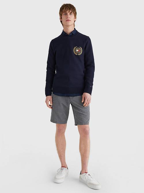 Tommy Hilfiger Icons Crest Embroidery Jumper Pulóverek Férfi Kék | TH781FVB