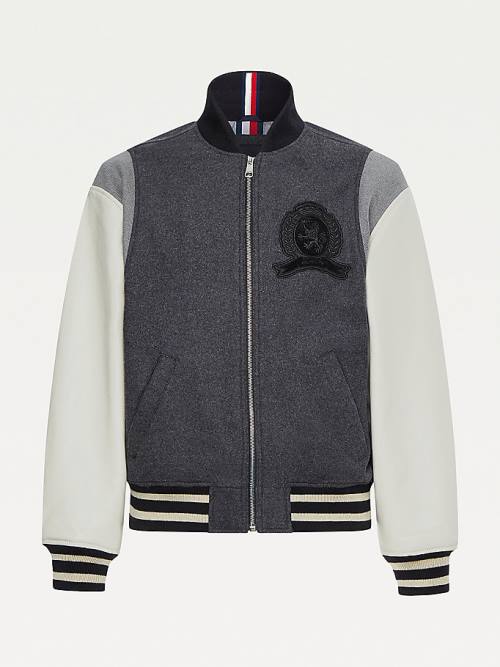 Tommy Hilfiger Icons Crest Wool Relaxed Bomber Kabát Férfi Szürke | TH382VIN