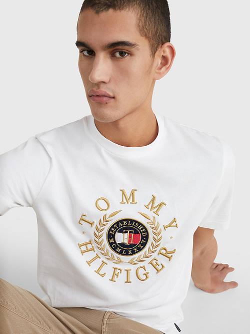 Tommy Hilfiger Icons Embroidery Póló Férfi Fehér | TH261JHD