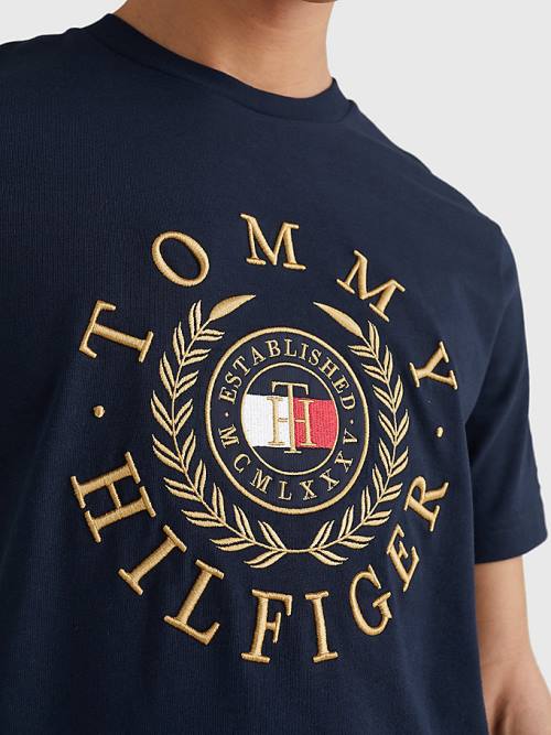 Tommy Hilfiger Icons Embroidery Póló Férfi Kék | TH431SXB