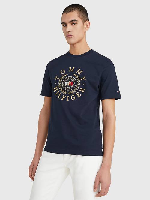 Tommy Hilfiger Icons Embroidery Póló Férfi Kék | TH431SXB