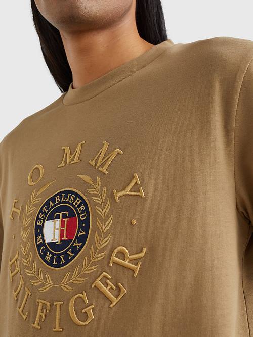 Tommy Hilfiger Icons Embroidery Póló Férfi Barna | TH683UNZ