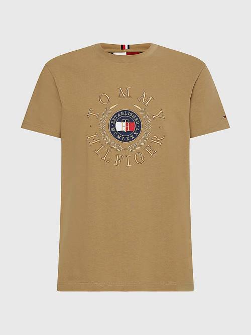 Tommy Hilfiger Icons Embroidery Póló Férfi Barna | TH683UNZ