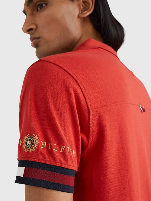 Tommy Hilfiger Icons Flag Slim Fit Póló Férfi Piros | TH102PHY