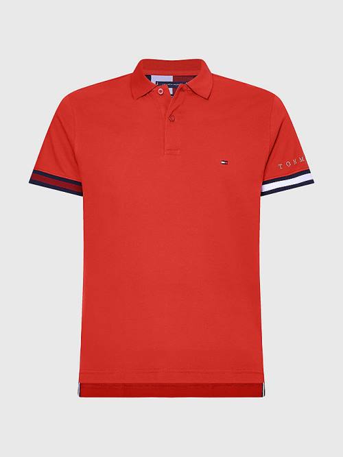 Tommy Hilfiger Icons Flag Slim Fit Póló Férfi Piros | TH102PHY