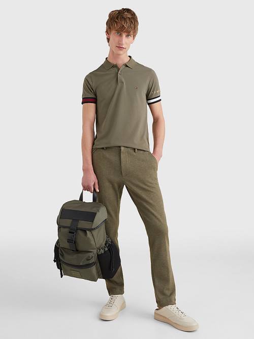 Tommy Hilfiger Icons Flag Slim Fit Póló Férfi Khaki | TH170PNT