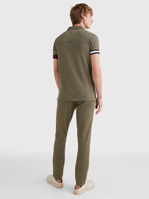 Tommy Hilfiger Icons Flag Slim Fit Póló Férfi Khaki | TH170PNT