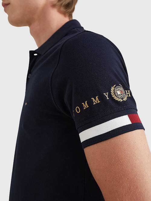 Tommy Hilfiger Icons Flag Slim Fit Póló Férfi Kék | TH451MTZ