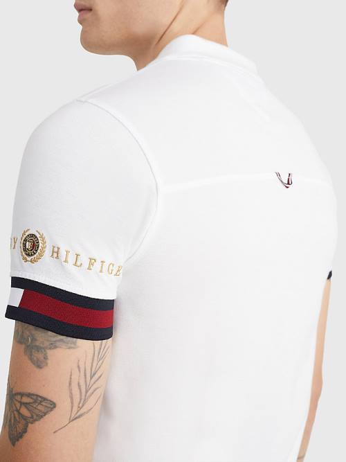 Tommy Hilfiger Icons Flag Slim Fit Póló Férfi Fehér | TH876DNA