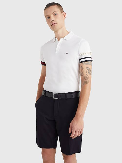 Tommy Hilfiger Icons Flag Slim Fit Póló Férfi Fehér | TH876DNA