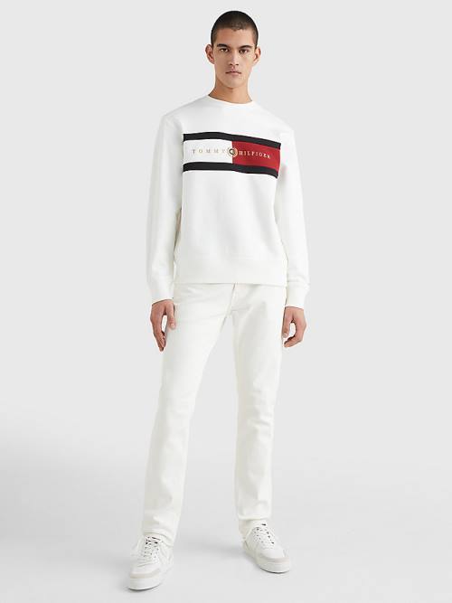 Tommy Hilfiger Icons Logo Crew Neck Pulóver Férfi Fehér | TH932LND