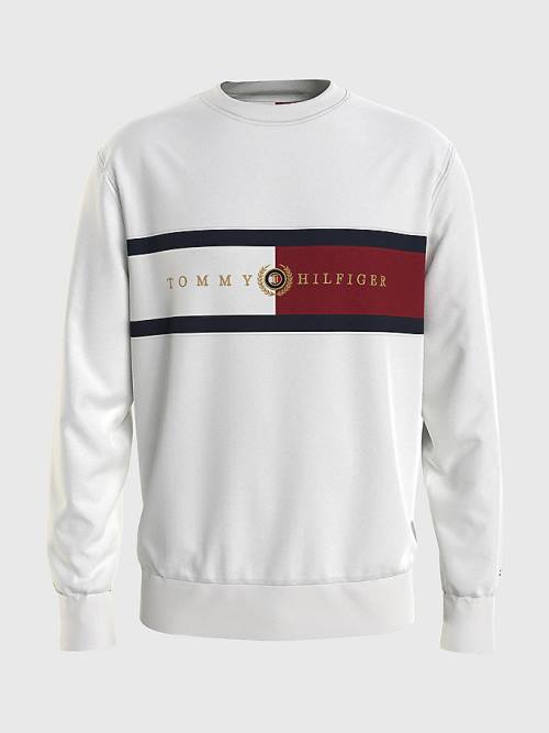 Tommy Hilfiger Icons Logo Crew Neck Pulóver Férfi Fehér | TH932LND