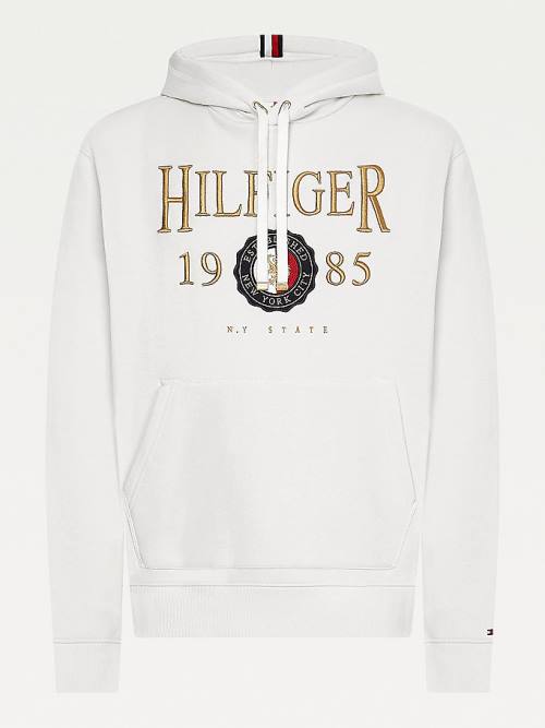 Tommy Hilfiger Icons Logo Embroidery Relaxed Fit Kapucnis Pulóver Férfi Fehér | TH039VWQ