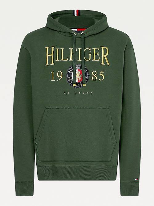 Tommy Hilfiger Icons Logo Embroidery Relaxed Fit Kapucnis Pulóver Férfi Zöld | TH261HYG