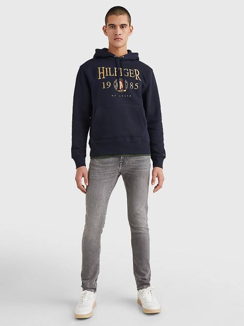 Tommy Hilfiger Icons Logo Embroidery Relaxed Fit Kapucnis Pulóver Férfi Kék | TH421EOR