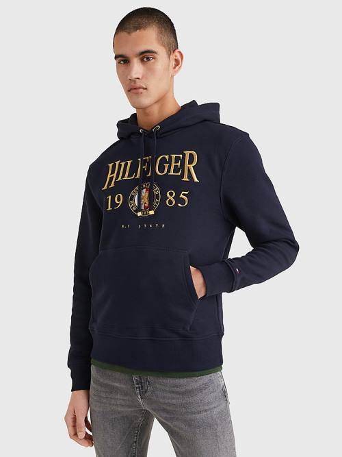 Tommy Hilfiger Icons Logo Embroidery Relaxed Fit Kapucnis Pulóver Férfi Kék | TH421EOR