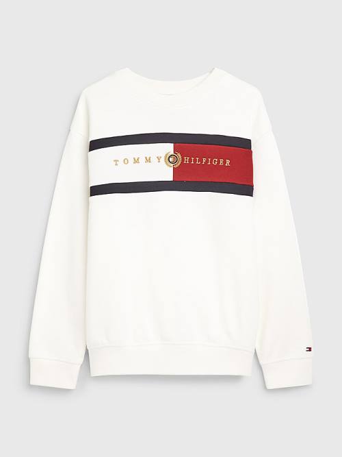 Tommy Hilfiger Icons Logo Pulóver Fiú Fehér | TH693ZRS