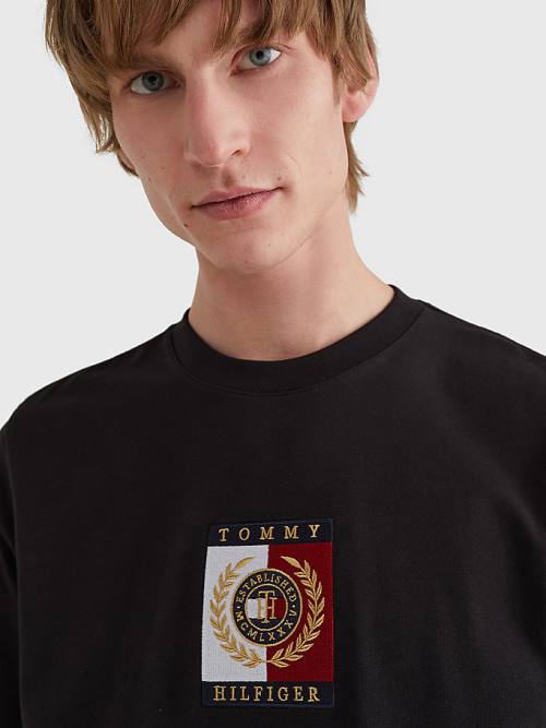 Tommy Hilfiger Icons Logo Póló Férfi Fekete | TH631DKH