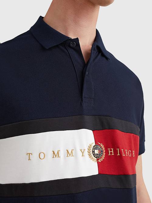 Tommy Hilfiger Icons Logo Regular Fit Póló Férfi Kék | TH426HVG