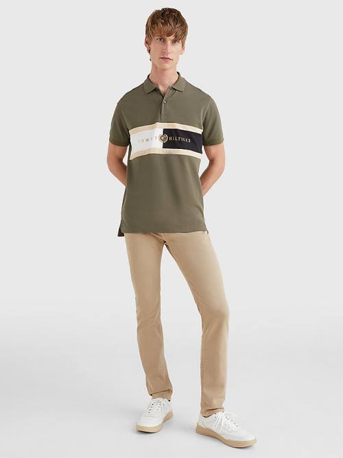 Tommy Hilfiger Icons Logo Regular Fit Póló Férfi Khaki | TH485RTQ