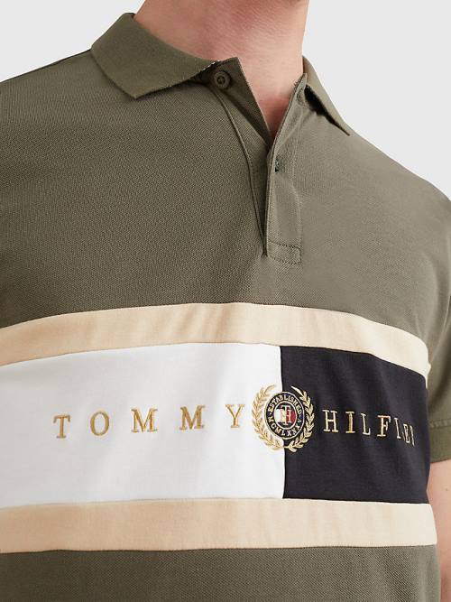 Tommy Hilfiger Icons Logo Regular Fit Póló Férfi Khaki | TH485RTQ