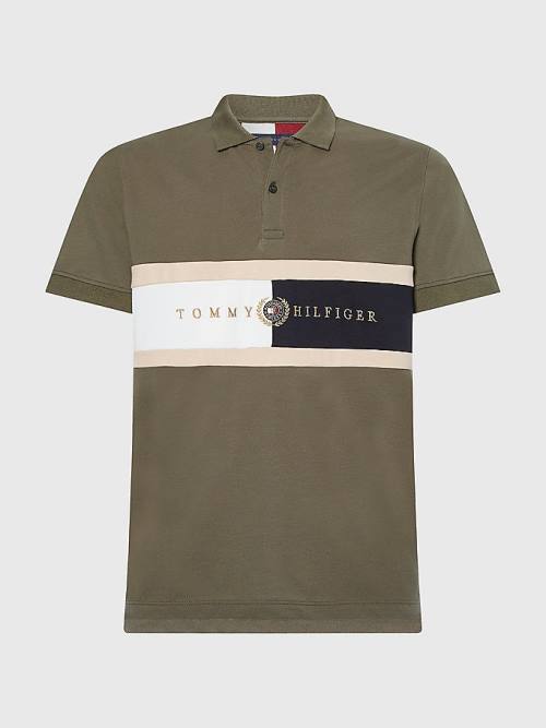 Tommy Hilfiger Icons Logo Regular Fit Póló Férfi Khaki | TH485RTQ