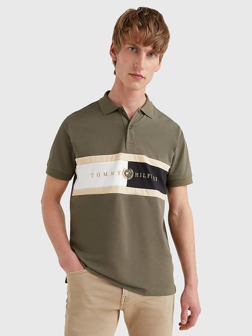 Tommy Hilfiger Icons Logo Regular Fit Póló Férfi Khaki | TH485RTQ