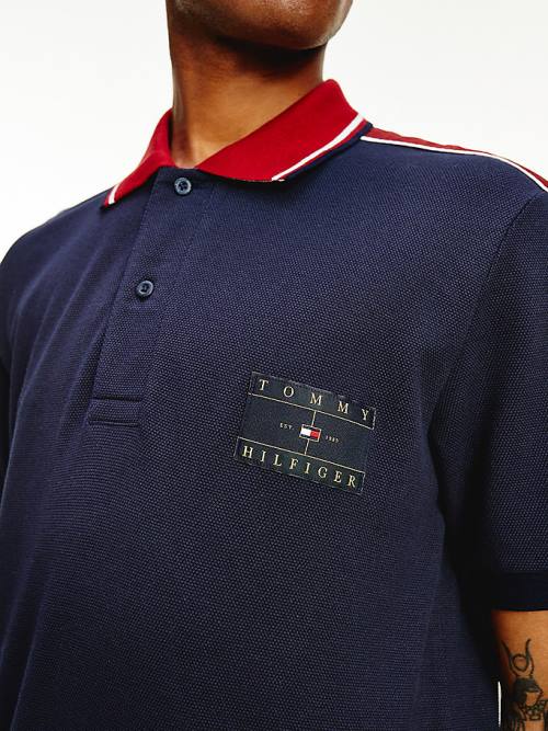 Tommy Hilfiger Icons Logo Tape Regular Fit Póló Férfi Kék | TH962DPI