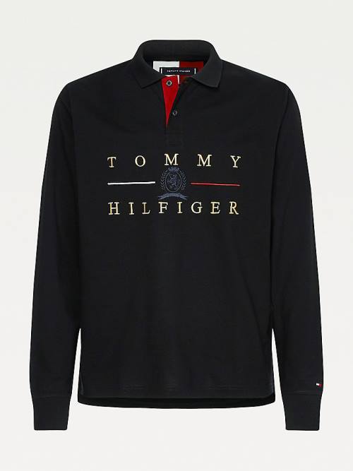 Tommy Hilfiger Icons Long Sleeve Regular Fit Póló Férfi Fekete | TH193KBS