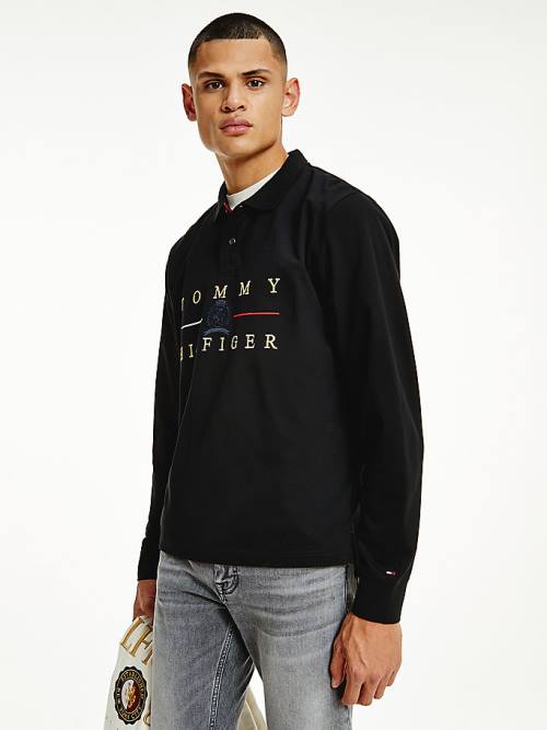 Tommy Hilfiger Icons Long Sleeve Regular Fit Póló Férfi Fekete | TH193KBS