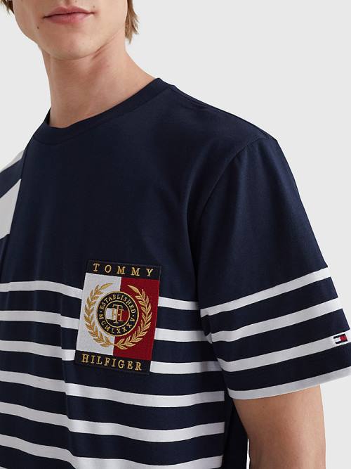 Tommy Hilfiger Icons Mixed Stripe Póló Férfi Kék | TH027UMW