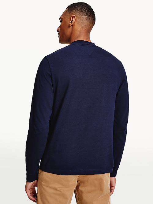 Tommy Hilfiger Icons Mock Turtleneck Long Sleeve Póló Férfi Kék | TH286HOP