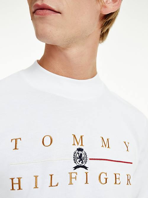 Tommy Hilfiger Icons Mock Turtleneck Long Sleeve Póló Férfi Fehér | TH435IEU