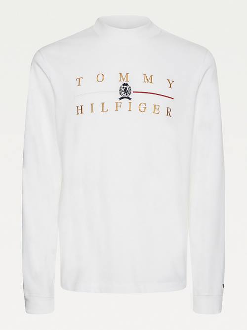 Tommy Hilfiger Icons Mock Turtleneck Long Sleeve Póló Férfi Fehér | TH435IEU