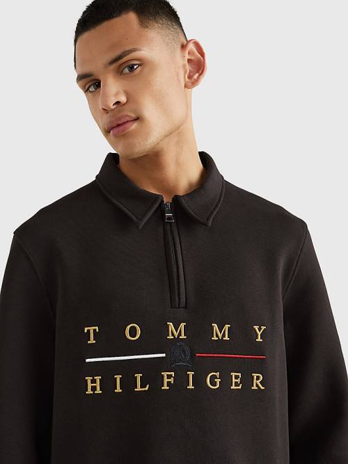 Tommy Hilfiger Icons Mock Turtleneck Relaxed Fit Pulóver Férfi Fekete | TH120XFB