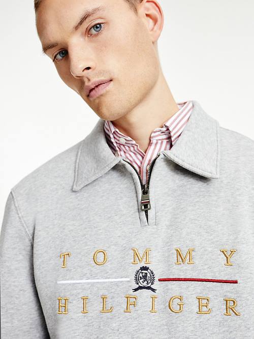 Tommy Hilfiger Icons Mock Turtleneck Relaxed Fit Pulóver Férfi Szürke | TH725PYN